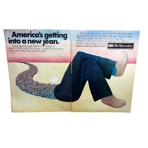 1976 Sears Jeans Ad Vintage Denim Two Page Print America’s Getting Into Jean
